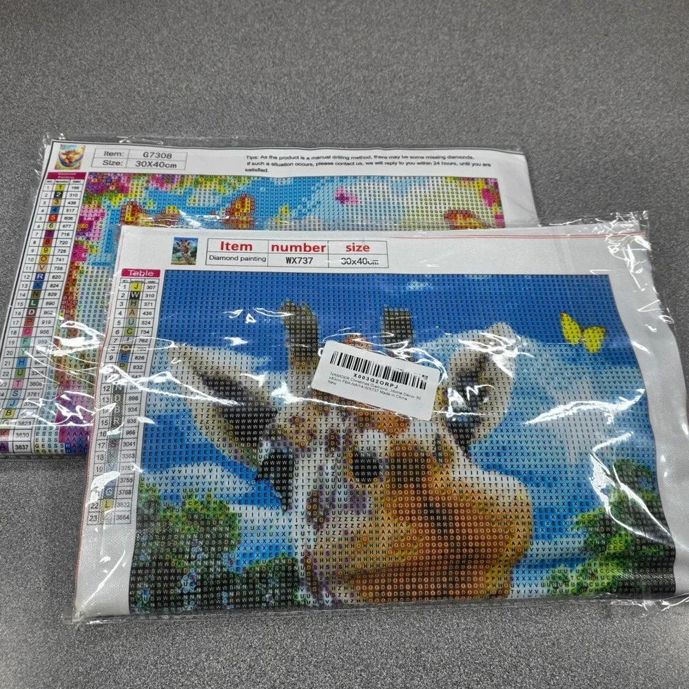 Diamond Art Kit 2pc Bundle 30x40cm Multicolor New Giraffe & Cow DIY